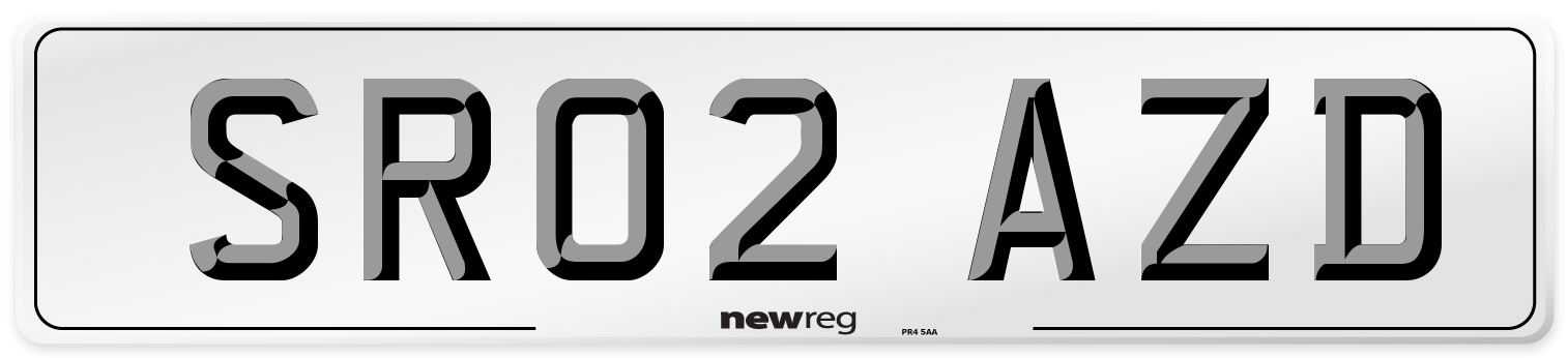 SR02 AZD Number Plate from New Reg